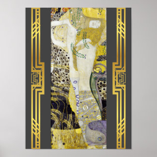 Affiche Serpents d'eau Klimt restaurés Art Nouveau