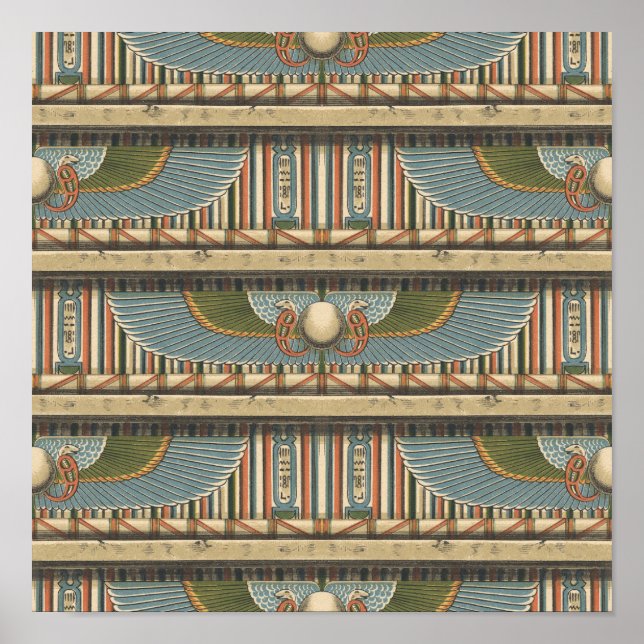 Affiche Serpents et Hiéroglyphes du cercle ailé égyptien (Devant)