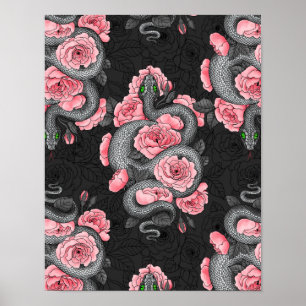 Affiche Serpents et roses de pêche