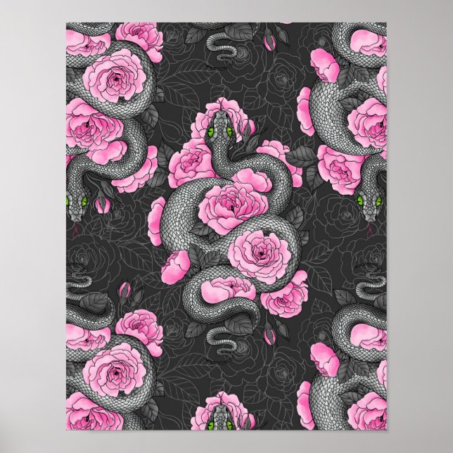 Affiche Serpents et roses roses (Devant)