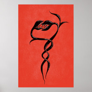 Affiche Serpents Gothiques Rouge Et Noir