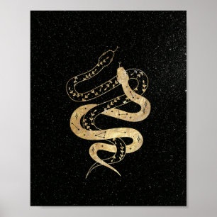 Affiche Serpents mystiques en or Noir Étoiles Arrière - pl