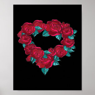 Affiche Serre Coeur vintage Avec Roses Rouges Pour Romance