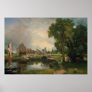 Affiche Serrure de Dedham et moulin, 1820
