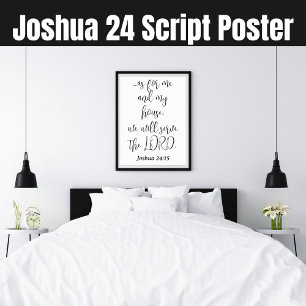 Affiche Serve the Lord KJV Bible Verse Joshua 24 Script