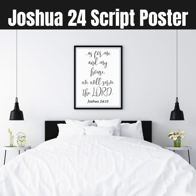 Affiche Serve the Lord KJV Bible Verse Joshua 24 Script (Joshua 24 Script Poster)