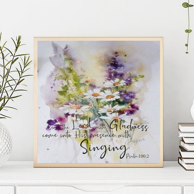 Affiche Servez le Seigneur avec une joie florale (Créateur téléchargé)