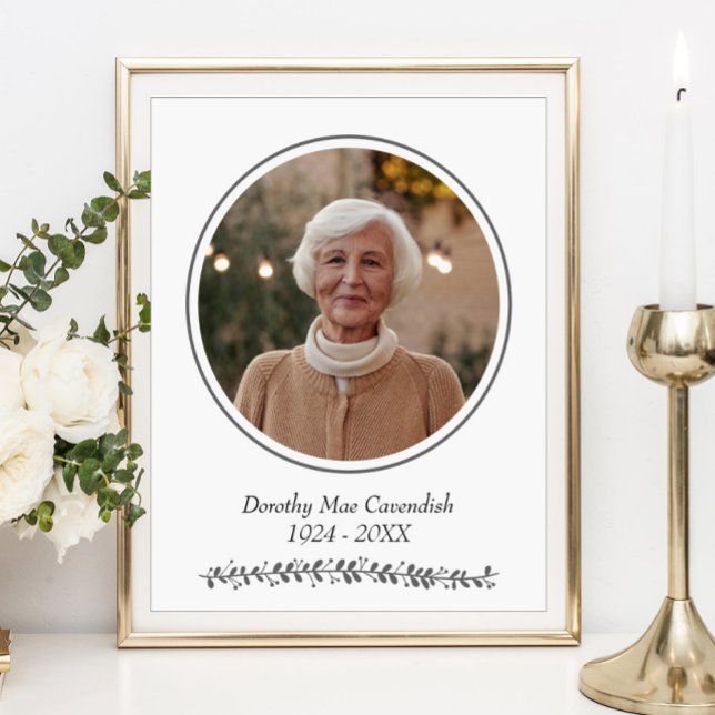 Affiche Service commémoratif de photos rondes minimalistes (Créateur téléchargé)