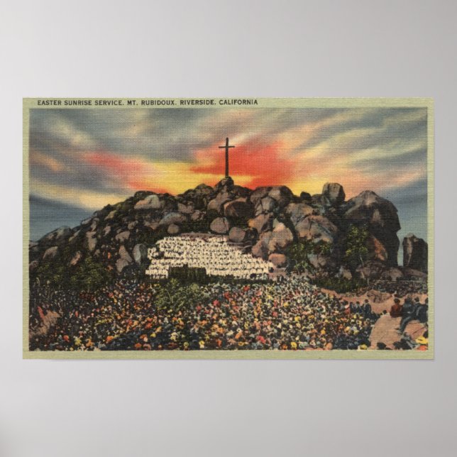 Affiche Service d'aube de Pâques sur le Mont Rubidoux (Devant)