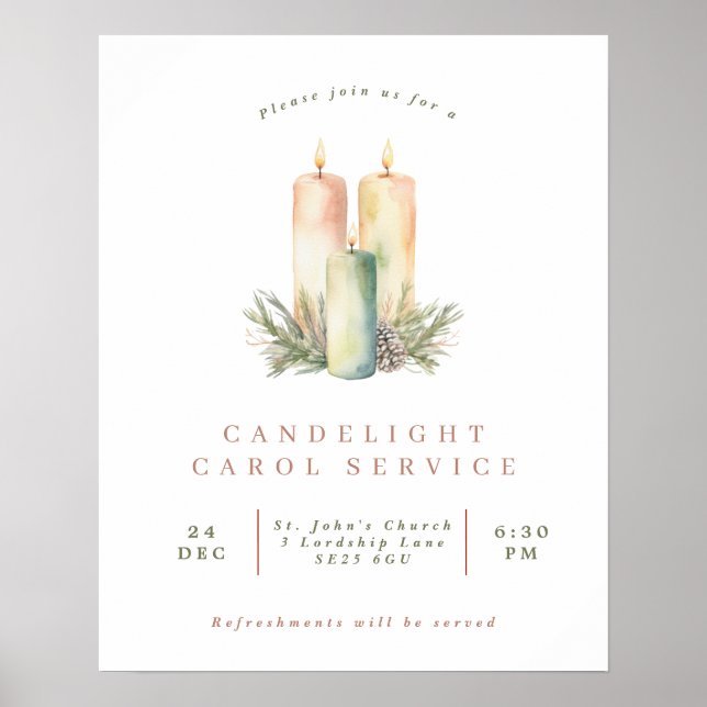 Affiche Service de carol simple à la lumière des bougies (Devant)