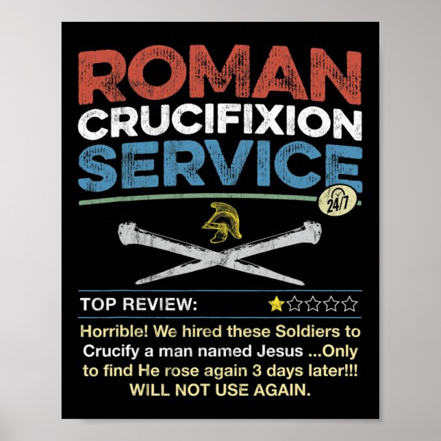 Affiche Service de crucifixion romain hilarant drôle chrét (Devant)