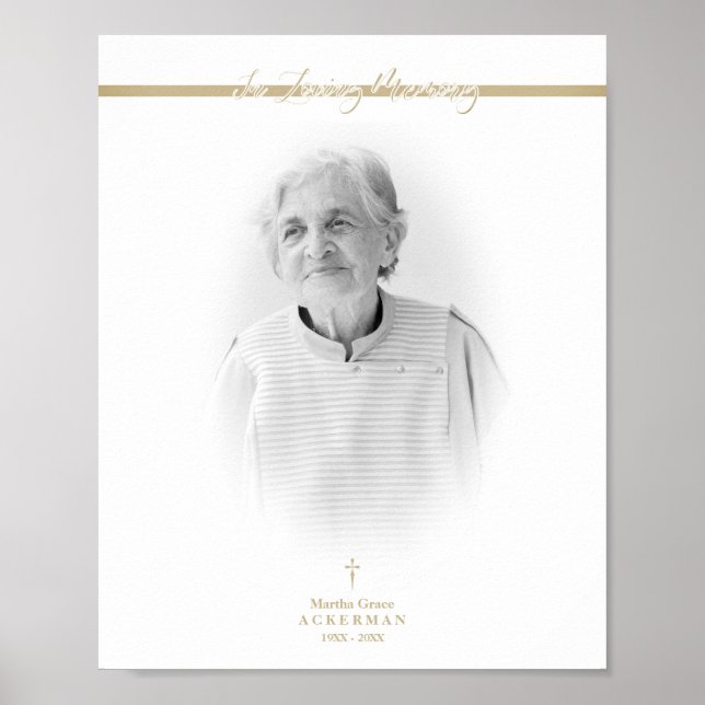 Affiche Service de Remembrance Photo Doré B&W Chers Proche (Devant)