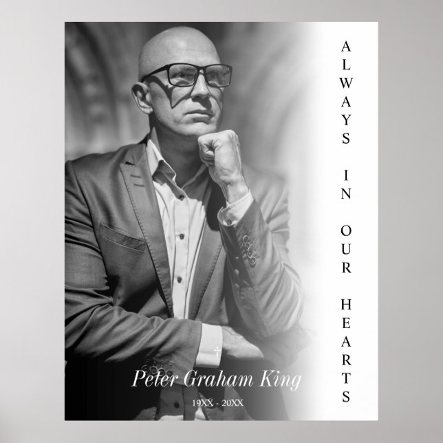 Affiche Service de souvenir funéraire Photo en noir et bla (Devant)