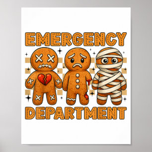 Affiche Service des urgences de Noël en pain d'épices Infi