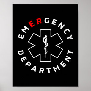 Affiche Service des urgences Er Infirmière rétro Santé