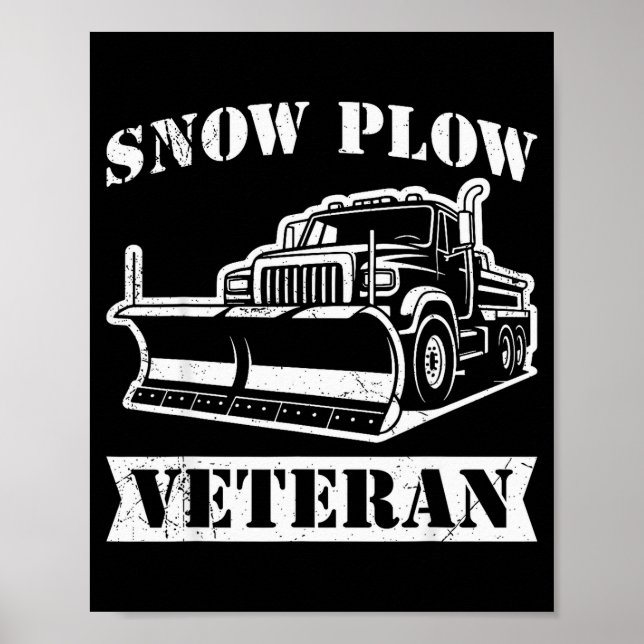 Affiche Service d'hiver Chasse-neige Vétéran Retraité Drôl (Devant)