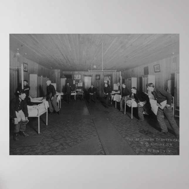 Affiche Service d'incendie de San Francisco #9 Engine Co. (Devant)