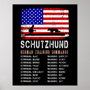 Affiche Service Dog Schutzhund Commandes d'entraînement al