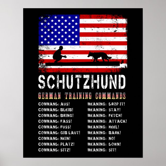 Affiche Service Dog Schutzhund Commandes d'entraînement al (Devant)