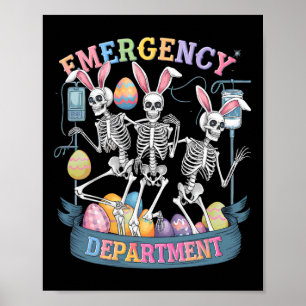 Affiche Service d'urgence Funny Skeleton Danser Pâques
