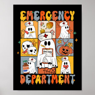 Affiche Service d'urgence Halloween Cute Citrouille Ghost
