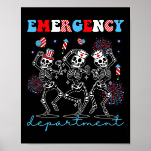 Affiche Service d'urgence Skeleton Danser Er Nurse 4e