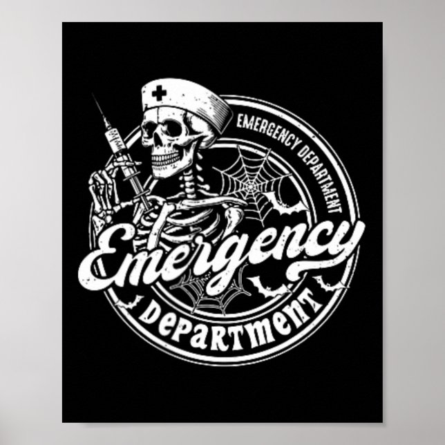 Affiche Service d'urgence Skeleton Er Nurse Halloween 2 (Devant)