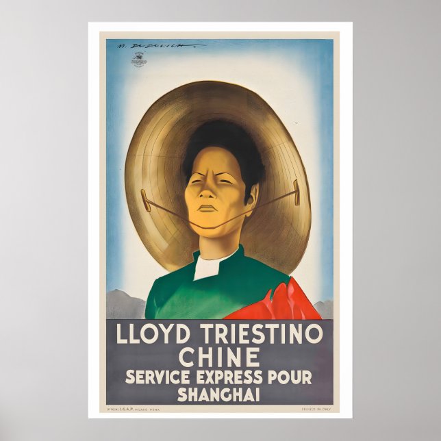 Affiche Service Express Lloyd Triestino pour la Chine Shan (Devant)