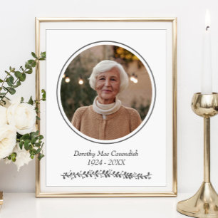 Affiche Service funèbre mémorial de photo ronde minimalist