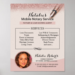 Affiche Service Nota Mobile Rose moderne Parties scintilla
