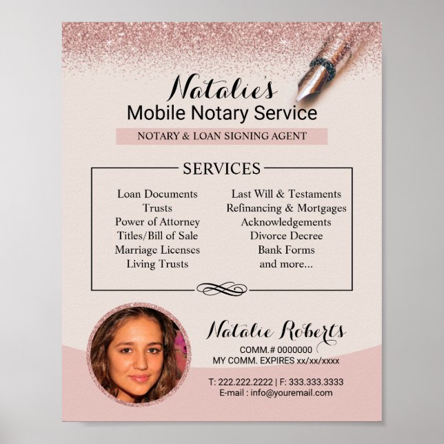 Affiche Service Nota Mobile Rose moderne Parties scintilla (Devant)