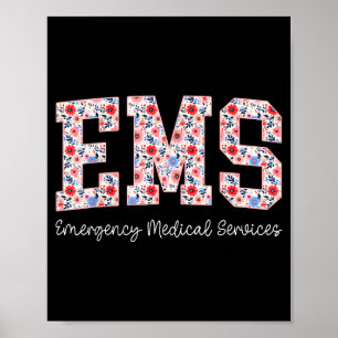 Affiche Services médicaux d'urgence Floral Emt Wildflow