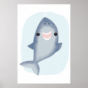 Affiche Serviette Baby Shark pour garçons de chambre à thè