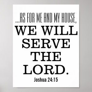 Affiche Servir le Seigneur Verset Biblique Écriture Joshua