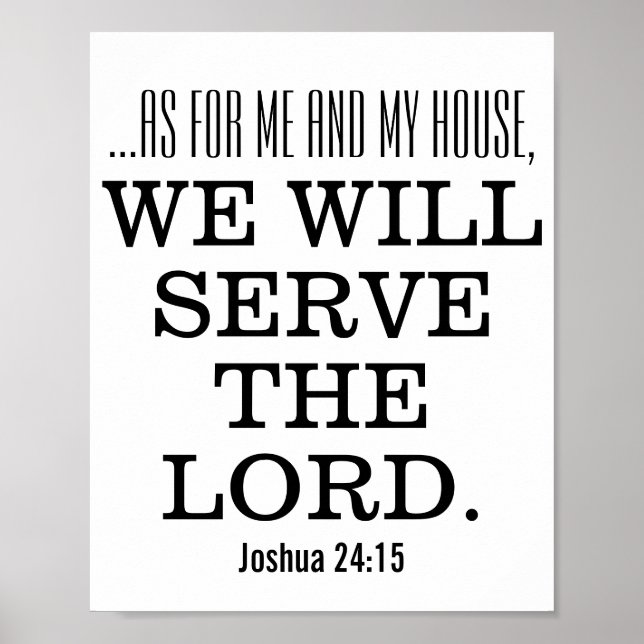 Affiche Servir le Seigneur Verset Biblique Écriture Joshua (Devant)