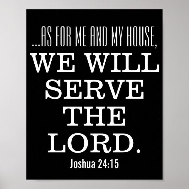 Affiche Servir le Seigneur Verset Biblique Écriture Joshua (Devant)