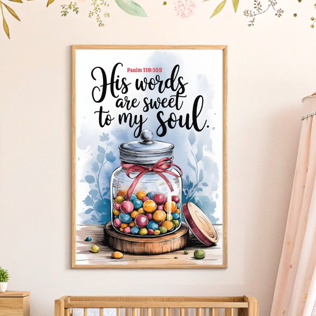Affiche Ses mots sont Sweet Christian Nursery Wall Art (Créateur téléchargé)
