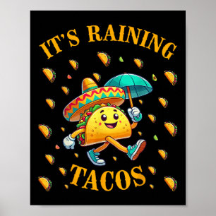 Affiche Ses Tacos De Pluie Drôle Taco Amateurs Enfants Fil
