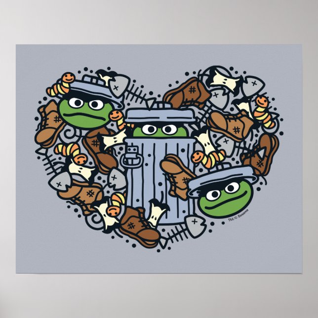 Affiche Sésame Sésame | Oscar the Grouch Doodle Heart (Devant)