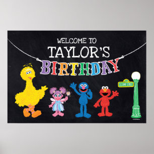 Affiche Sesame Street Chalkboard Arc-en-ciel Bienvenue