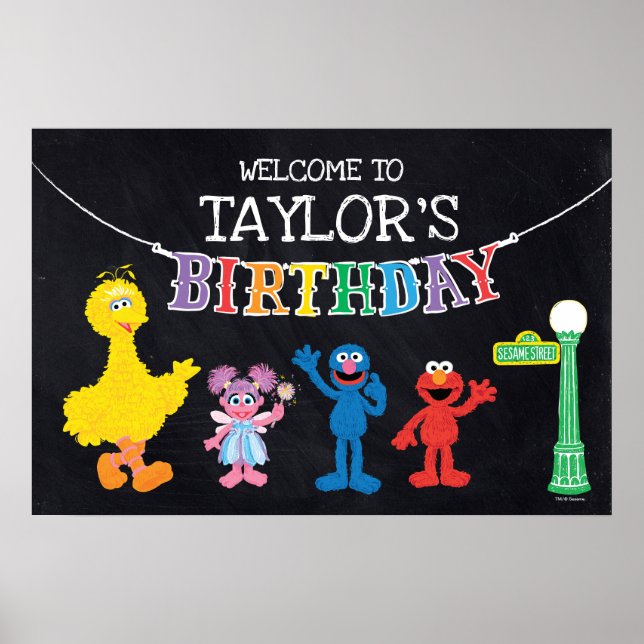 Affiche Sesame Street Chalkboard Arc-en-ciel Bienvenue (Devant)