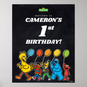 Affiche Sesame Street Pals 1er Anniversaire Ballons Bienve