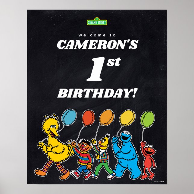 Affiche Sesame Street Pals 1er Anniversaire Ballons Bienve (Devant)