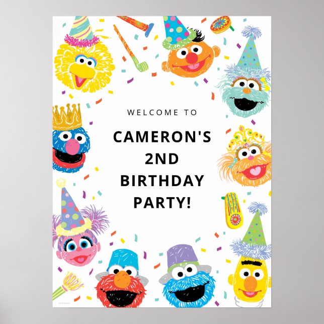 Affiche Sesame Street Pals Confetti Anniversaire Bienvenue (Devant)