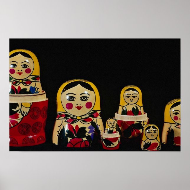 Affiche Set de poupées russe, peinture traditionnelle russ (Devant)