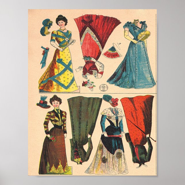 Affiche Set de vêtements de poupées en papier victorien Vi (Devant)