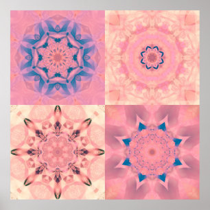 Affiche Set of abstract pastel fractals with kaleidoscopic
