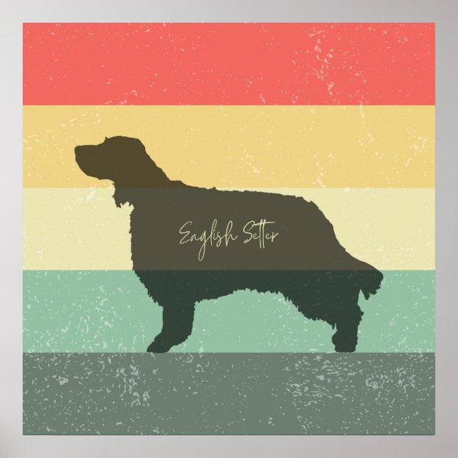 Affiche Setter anglais - Sunset rétro - Wall Art (Devant)