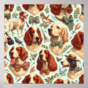 Affiche Setter anglais vintage sans couture