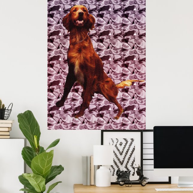 Affiche Setter Irlandais avec motif de fleurs de l (Bureau à domicile)